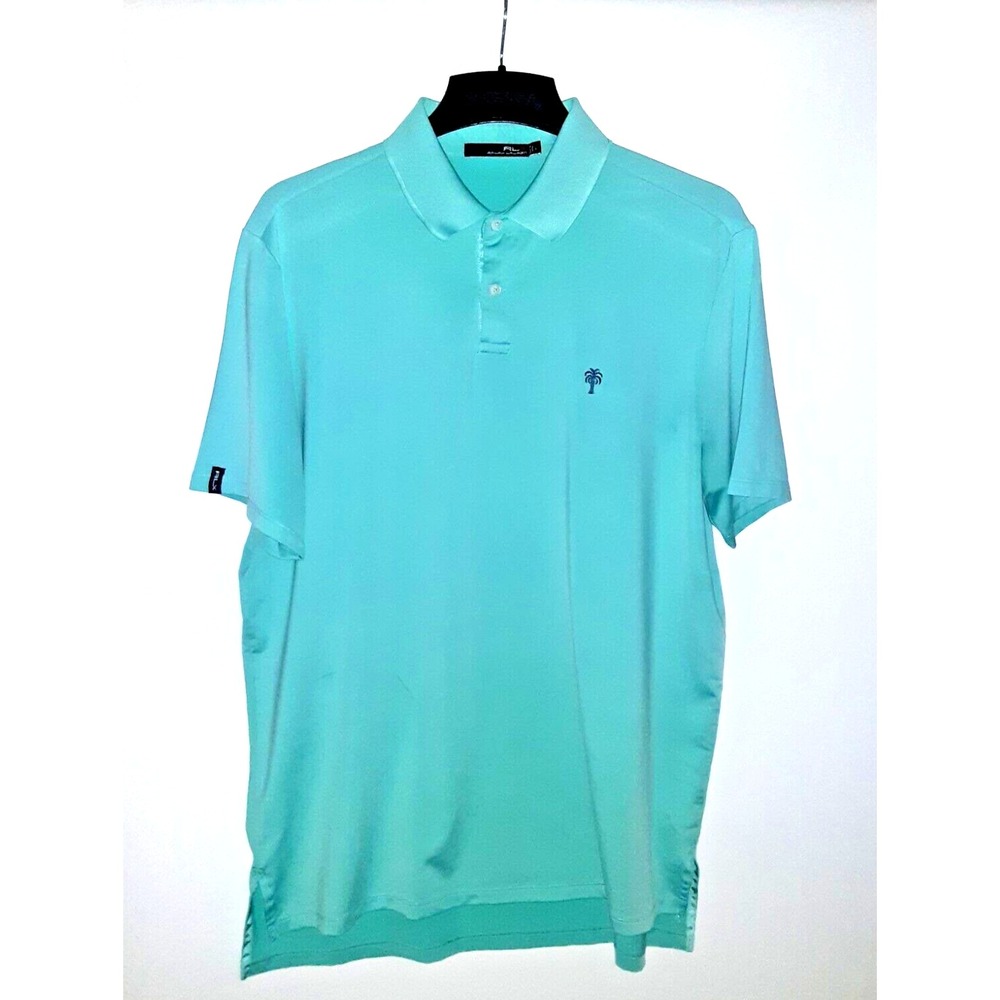 RLX Ralph Lauren Polo Mens Stretch Golf Casual Shirt Turqoise Blue Green Large